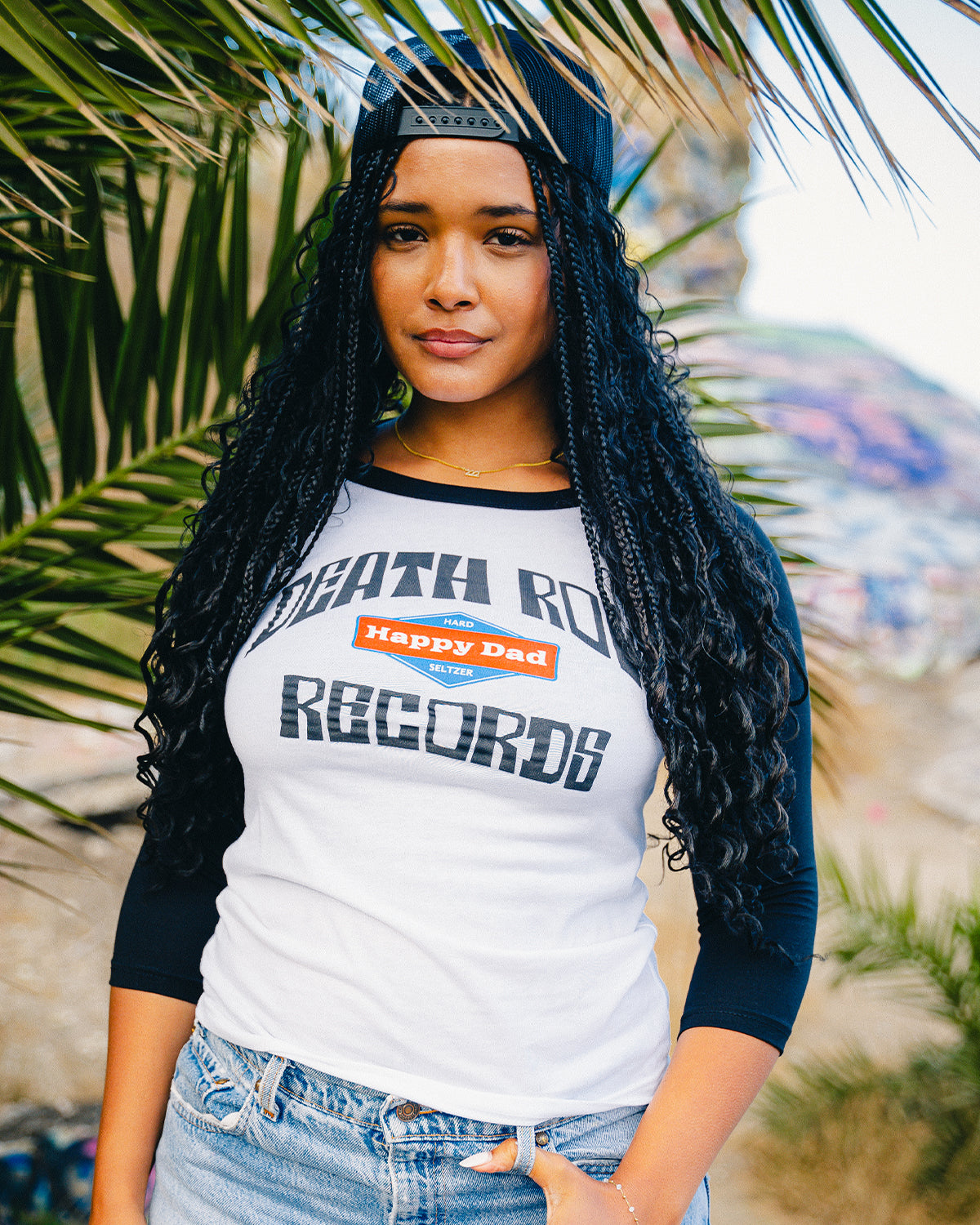 Happy Dad x Death Row 2-Tone Baseball Tee (White/Black)